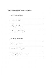 English Worksheet: Sentence Building Worksheet
