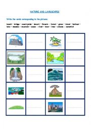 English Worksheet: NATURE AND LANDSCAPES