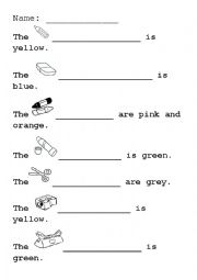 Name and color the classroom objects