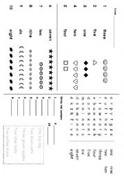 English Worksheet: Numbers 1-10 (part 2)