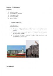 English Worksheet: LONDON - COMPETITION FOR PRIMARY SCHOOL HANDOUT