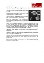English Worksheet: Rosetta Mission BBC