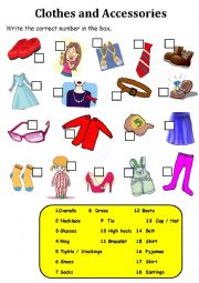 English Worksheet: Clothes and Accessories