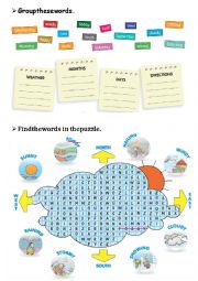English Worksheet: Grouping weather, months, days and directions