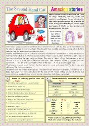 English Worksheet: AMAZING STORIES The Second Hand Car (Easy Reader + Voca and Ex) 3/