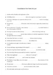 English Worksheet: consolidation 4th year