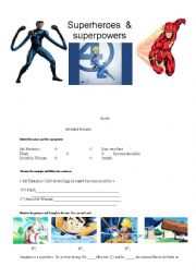 English Worksheet: superheroes and superpowers