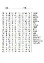 GAMES AND HOBBIES WORDSEARCH 
