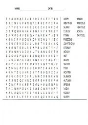 English Worksheet: WEATHER CONDITIONS AND EMOTIONS WORDSEARCH 