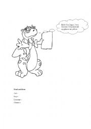 English Worksheet: colour the dinosaur