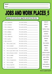 English Worksheet: Jobs and Work Places:5