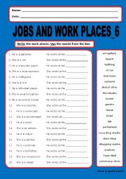 English Worksheet: Jobs and Work Places:6