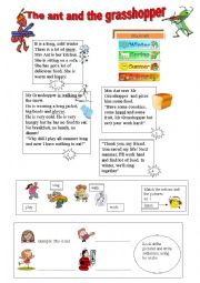 English Worksheet: The ant and the grasshopper