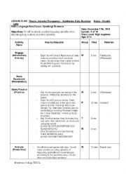 English Worksheet: Lesson Plan Daily Routines