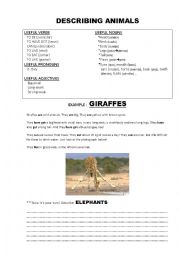 English Worksheet: DESCRIBING ANIMALS