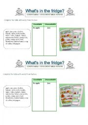 English Worksheet: countable and uncountable nouns 