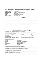 English Worksheet: A guided  writing task and a worksheet for lesson 19: A friend I could never forget (1st form)