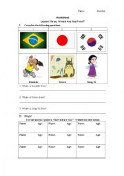English Worksheet: Where Are You From?