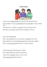 English Worksheet: Modals (would, could, can, may) Dialogue and Sentences