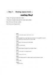 English Worksheet: reading day- making popupbook