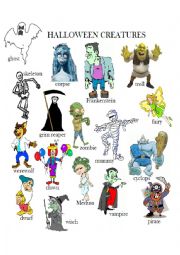 English Worksheet: halloween creatures