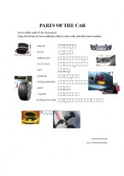 English Worksheet: EXTERIOR PARTS OF THE CAR