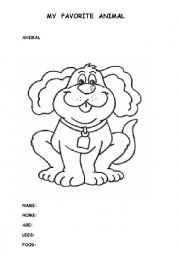 English Worksheet: My favorite Animal 