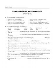English Worksheet: Health - Accidents and Emergencies