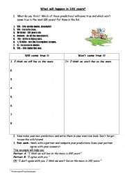 English Worksheet: Talking about the future