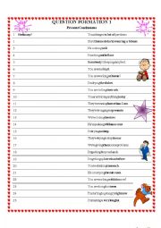 English Worksheet: Question formation in Present Continuous 2