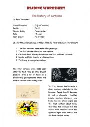 English Worksheet: Reading worksheet about the history of cartoons