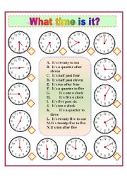 English Worksheet: WHAT TIME IS IT?