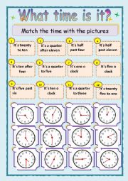 English Worksheet: WHAT TIME IS IT?