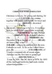 English Worksheet: CHRISTMAS WORD FORMATION