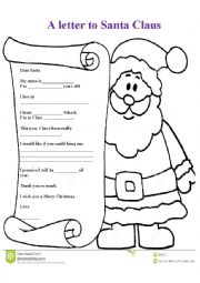 English Worksheet: a letter to santa claus