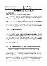 English Worksheet: Remedial work 1st form (1)