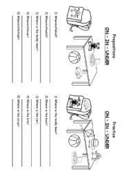 English Worksheet: Prepositions IN-ON-UNDER