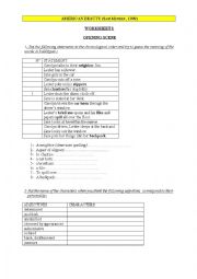 English Worksheet: American Beauty