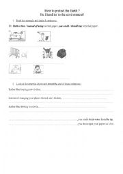 English Worksheet: Simple actions to protect the earth 