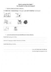 English Worksheet: Simple actions to protect the earth 