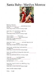 English Worksheet: Santa Baby-Marilyn Monroe