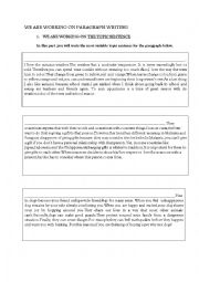 English Worksheet: Paragraph Writing