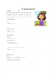 English Worksheet: I Like Chicken- Global sing-along