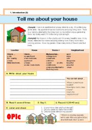 English Worksheet: (Guided Writing) Describing your house/room (Basic)