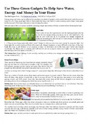 English Worksheet: Green gadgets