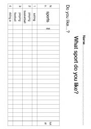 English Worksheet: Survey project : What sport do you like?