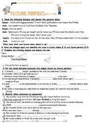 English Worksheet: future perfect