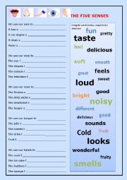 English Worksheet: The Five Senses Worksheet