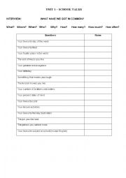 English Worksheet: Interview Form