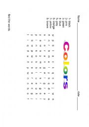 English Worksheet: colours wordsearch